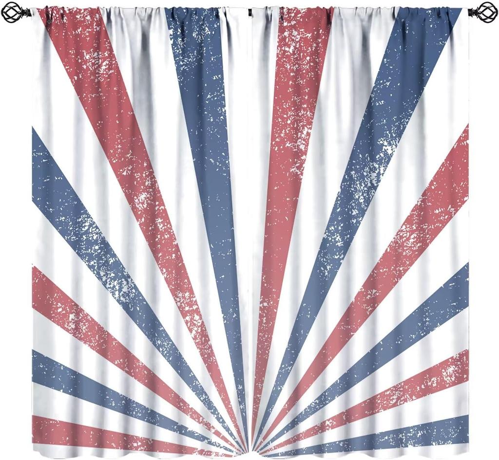 Farmhouse American Flag Curtains Boys Army Green Camo Vintage Stripe Us Print Window Kitchen Bedroom Curtain Polyester Ideal For Sleeping Area