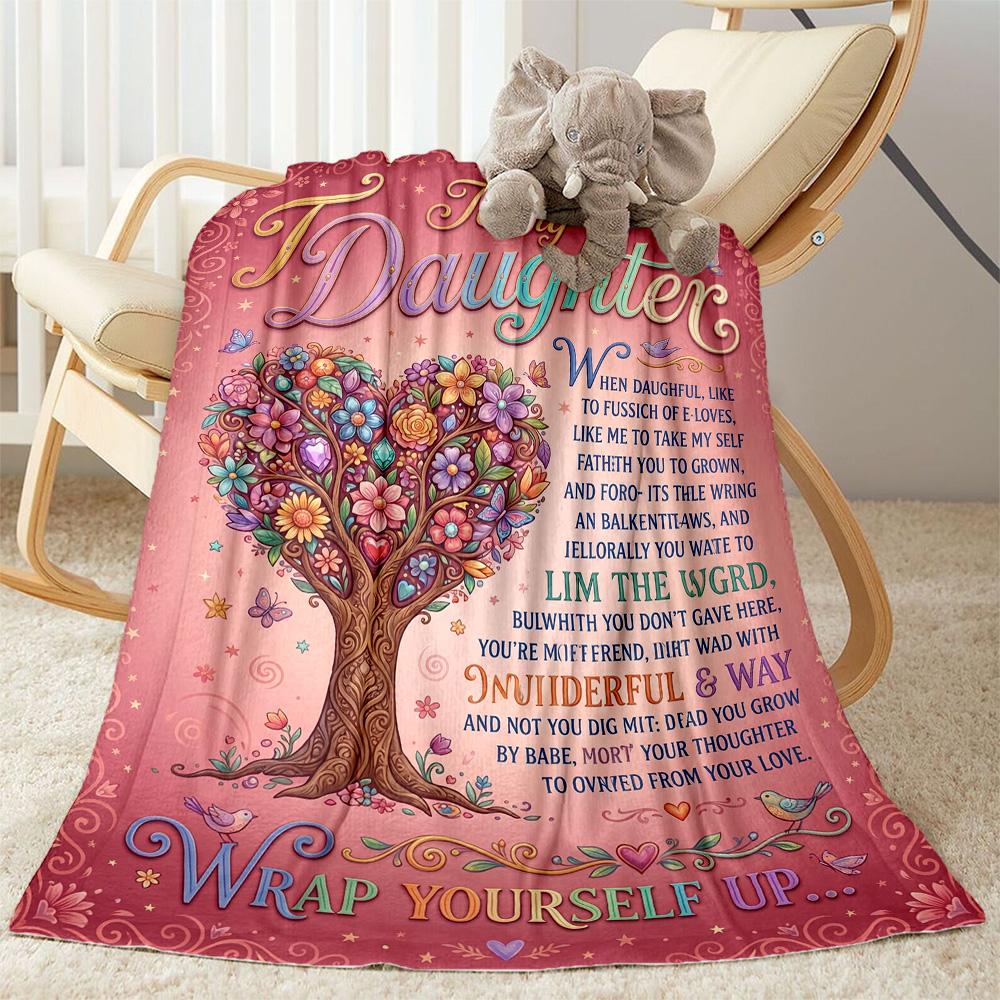 Love Support Daughter Blanket Soft Warm Cozy Great for Picnics Office Bed All-Season Use Modern Perfect Gift for Relatives and Friends