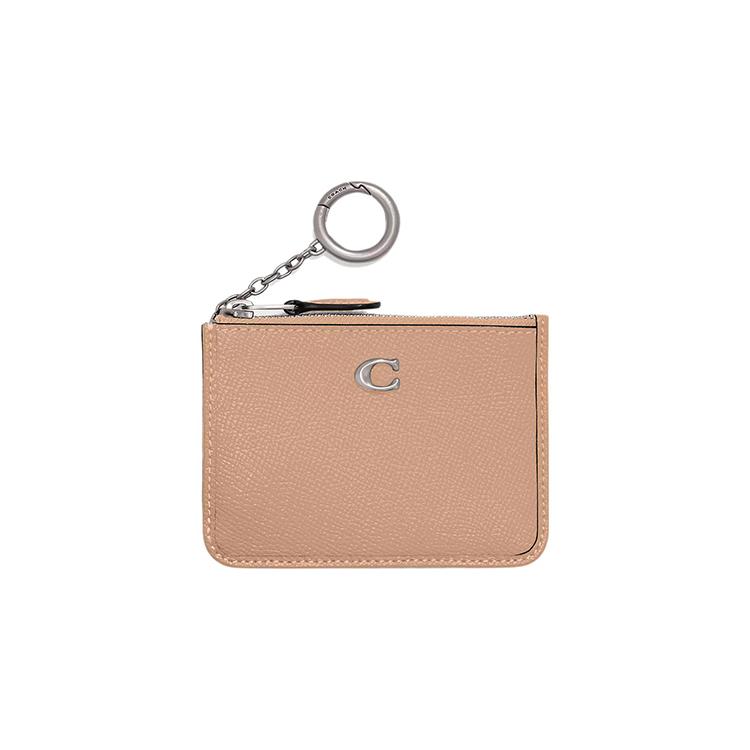 COACH Cross Grain Leather Card Holder Regular Womens Silver Light Yellow One Size