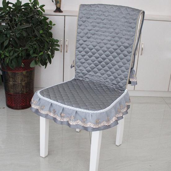 Chair Cushion with Lace Ruffle Quilted Non Slip Square Seat Pad Chair Protector with Elastic Strap for Dining Chairs Seat Office Chairs Back