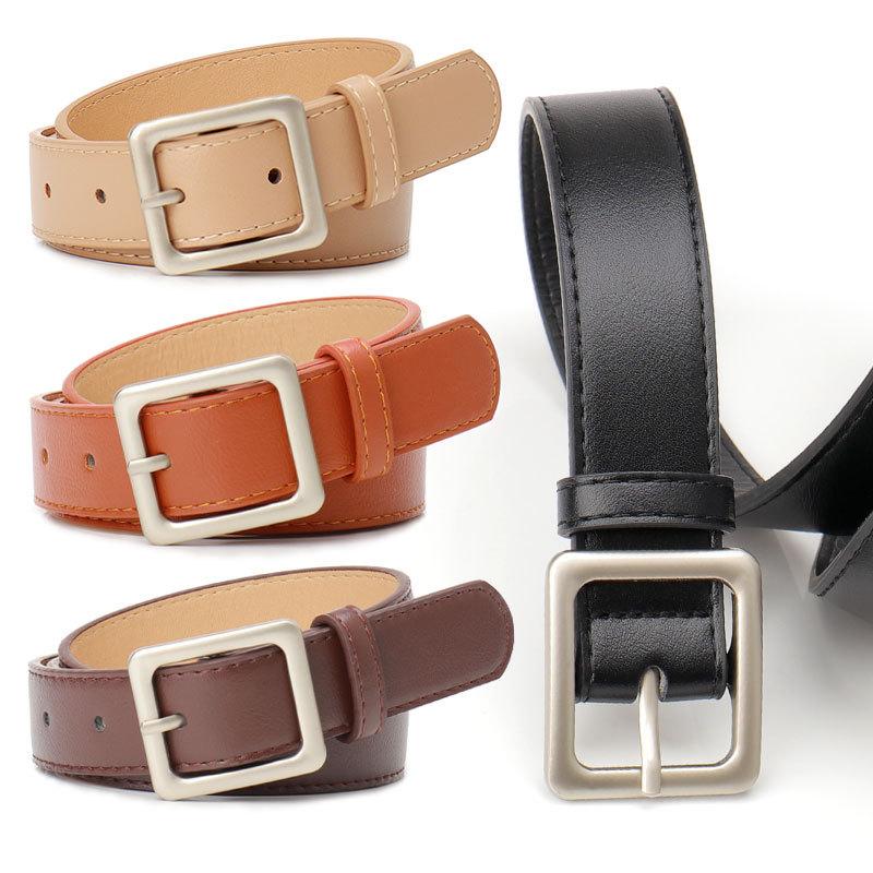 New Simple Retro Square Buckle Women's Belt High-end Casual Style Decorative Jeans Belt Women