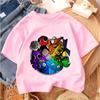 2026 Summer Casual Everyday Wear Children's Street Fashion T-Shirt Rainbow Friends Cute Print