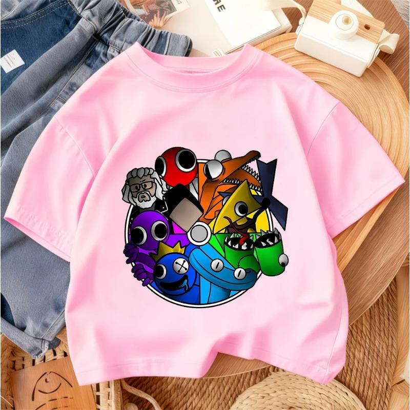 

2026 Summer Casual Everyday Wear Children s Street Fashion T-Shirt Rainbow Friends Cute Print 160
