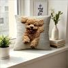 Cute Fluffy Poodle Pillow Cover 2D Faux Embroidery Print Adorable Puppy Dog Cushion Case For Sofa Bed Couch Cozy Pet Lover Home