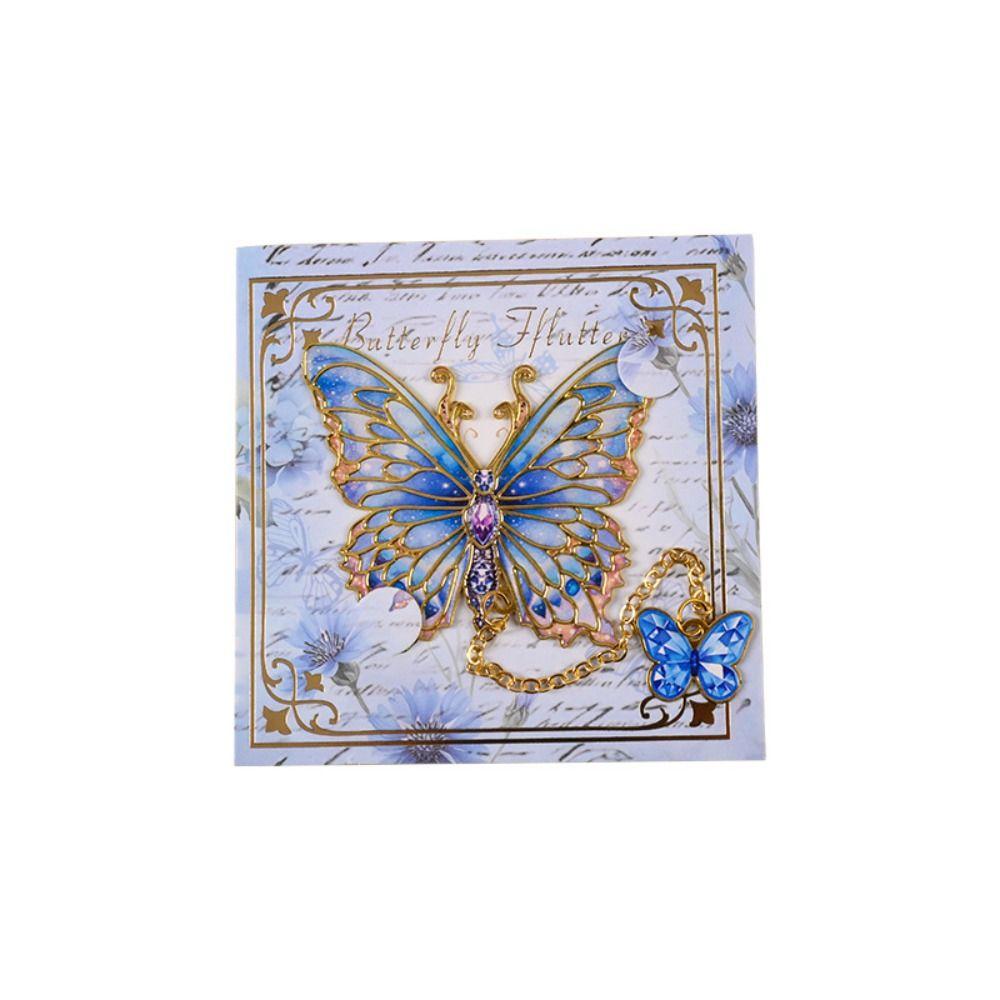 with Charm Chain Page Marker Metal Butterfly Bookmark Durable Bookmark  Students
