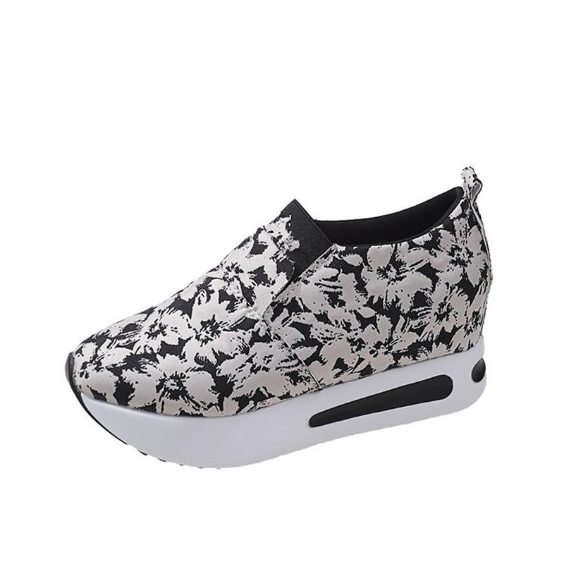 Весенняя и осенняя обувь больших размеров подходящая по цвету с неглубоким горлом круглым носком и толстой подошвой женская повседневная обувь 35 белый 1980₽