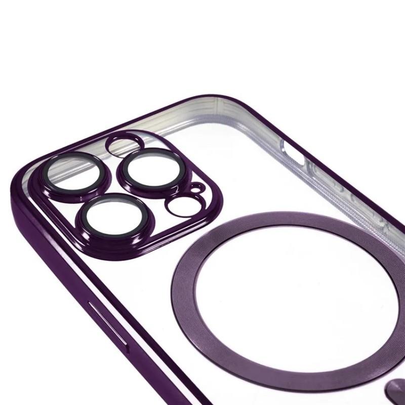 For iPhone 15 Pro Max Magnetic Case WANLONFENG Electroplated TPU Cover with Lens Film+2Pcs Tempered Glass