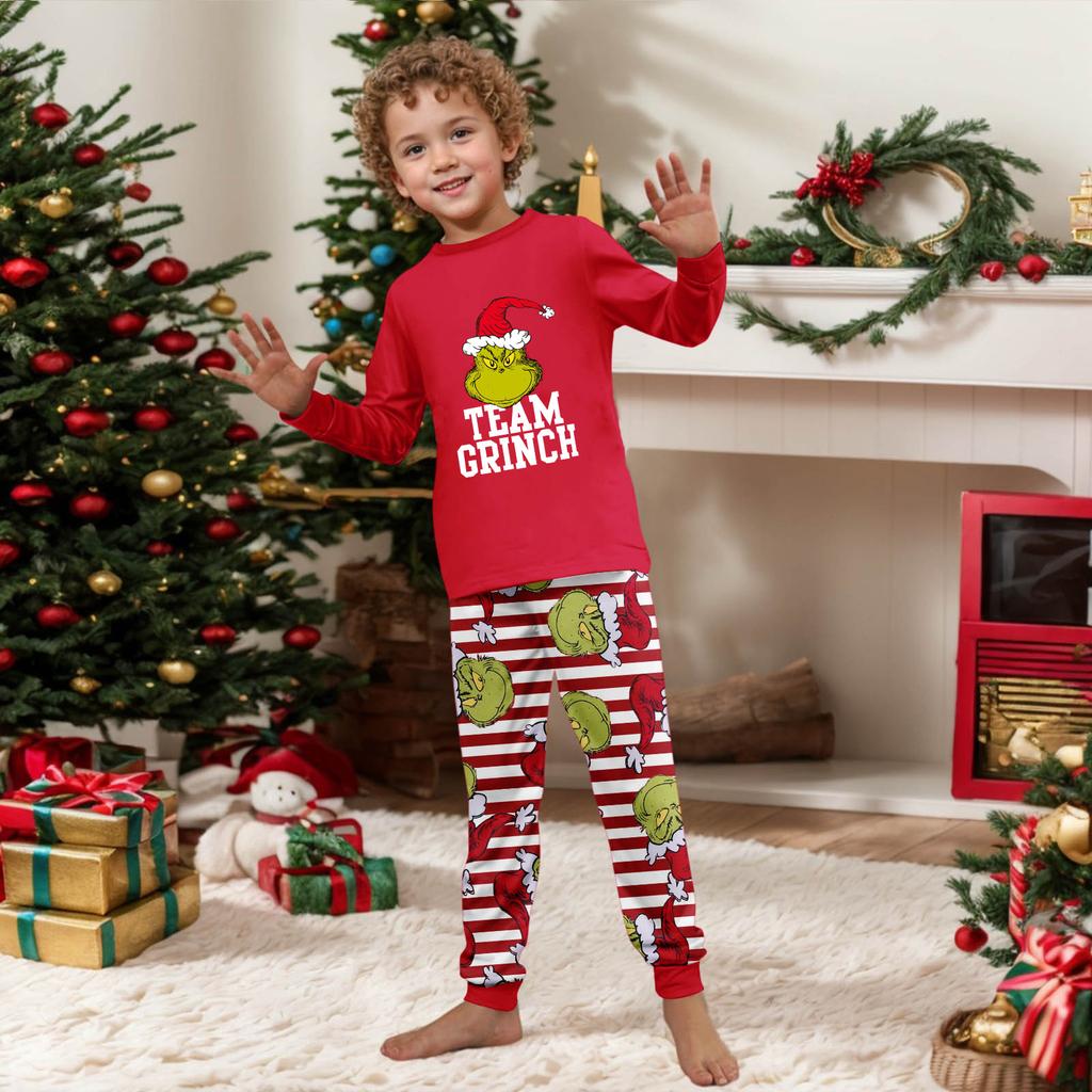 Christmas Print Cute Family Set Pajamas, Home Clothes, Family Set Long Sleeve Top Pants Set