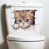 Animal Patterns Sticker Broken Wall Cat Toilet Sticker, Peel And Stick Decor Decals Decal, Removable Waterproof PVC Lid for Bathroom Easy Application