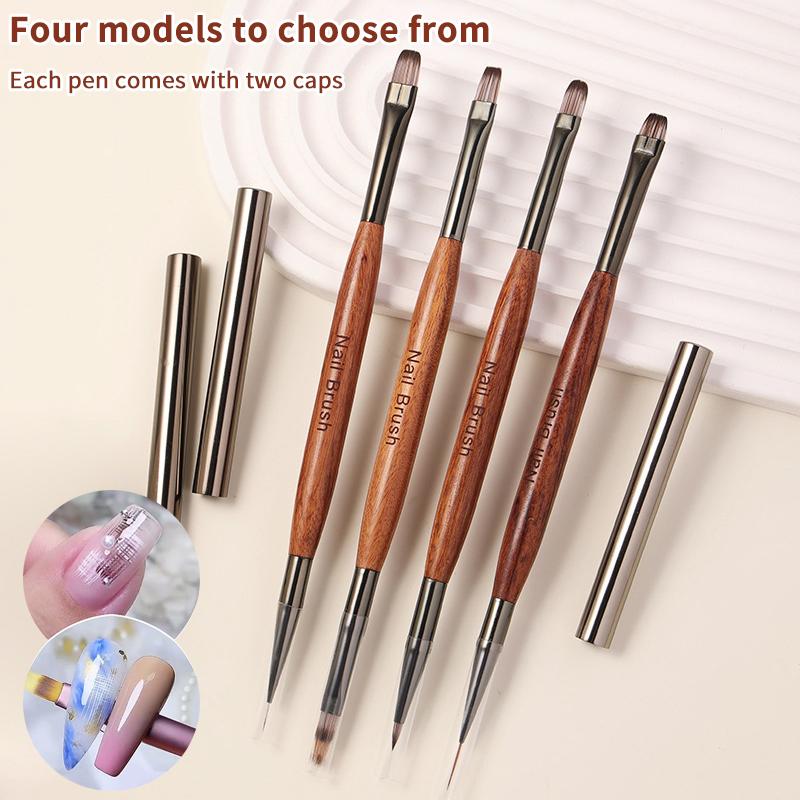 Double Ended 7/12/13Mm Liner Painting Brush Nail Art Flat Round Drawing Flowers Diy Petal Pen Tools Glue Phototherapy Pen