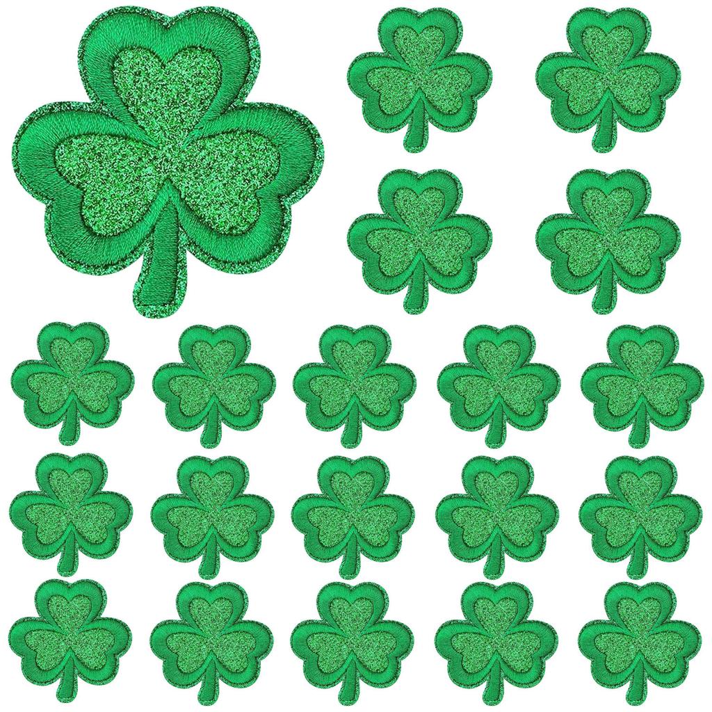 St. Patrick'S Day Embroidered Cloth Stickers Green Leaves Holiday Clothes Decorative Patches Stickers Heat Transfer