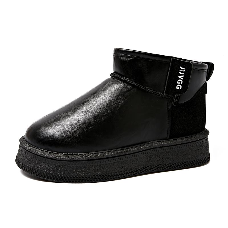 Fashion Women's Flat Snow Boots Winter New Fashion Round Head Sleeve Thick Sole Anti-slip Wear-resistant Short Boots