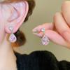 Inlaid Rhinestone Water Droplet Pink Pendant Earring Necklace Set Exquisite Temperament Light Luxury Fashion Zircon Sets Gifts