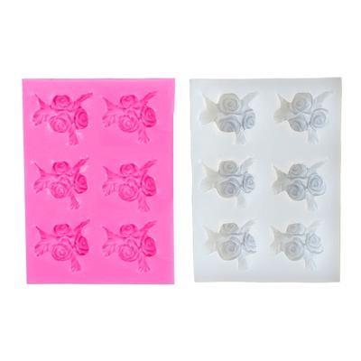 6 Cells Chocolate Molds Rose Shaped Chocolate Candy Moulds Baking Gadgets Non-stick Silicone Material for Kitchen Baking