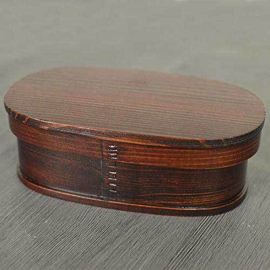Magewappa Bento 1 570cc Box, Oval, Plain, Tier, Brown,