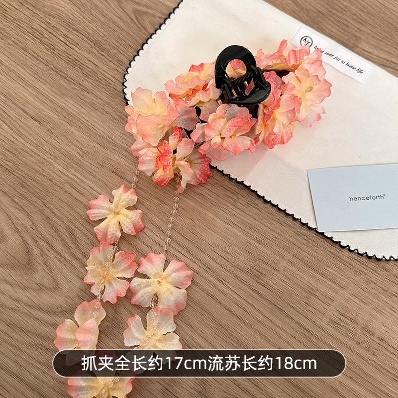 Super feenhaft schöne Ausstrahlung rosa blau Schmetterling Blume Perlen Fransen Haarnadel weiblich sanfte Atmosphäre Greifklemme Haar Accessoires