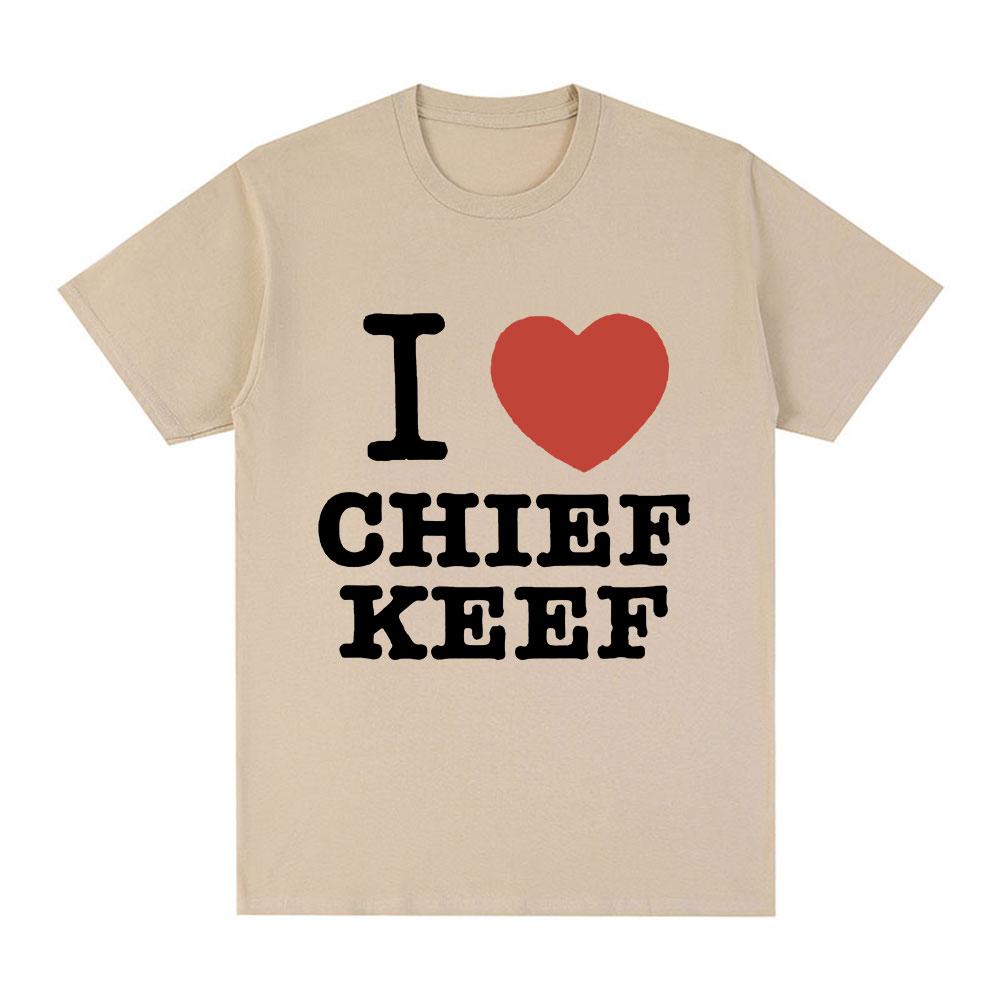 Camiseta I Love Chief Keef, pantalón corto informal a la moda para hombre, camiseta Vintage gótica de gran tamaño, camisetas de algodón, ropa informal estilo Hip Hop