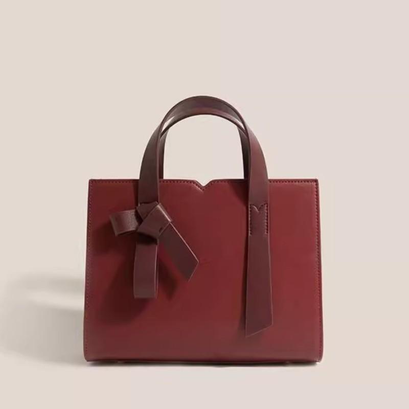 JIAERDI Sweet Cute Bow Handbag Women Retro Red Elegant Shoulder Bag Ladies Square Leather Large Capacity Crossbody Bag Chic 2025
