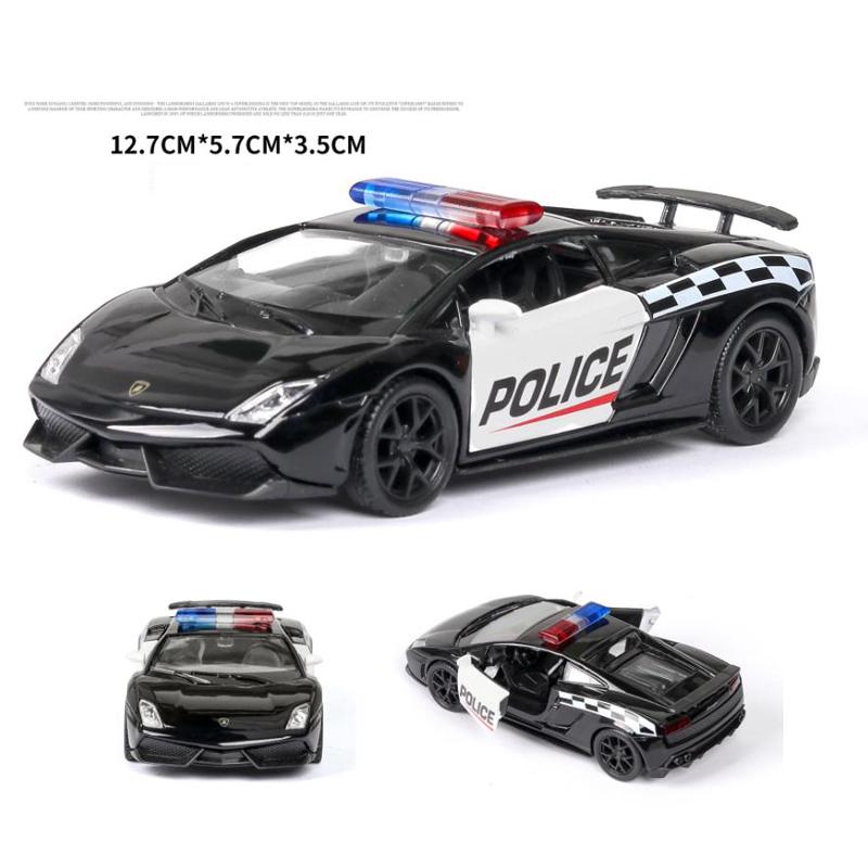 1/36 Lamborghini LP570-4 Gallardo Policie Měřítko Kolo Super Sportovní Auto Německo Býk Logo Kovový Model Odlévaný Tah F334