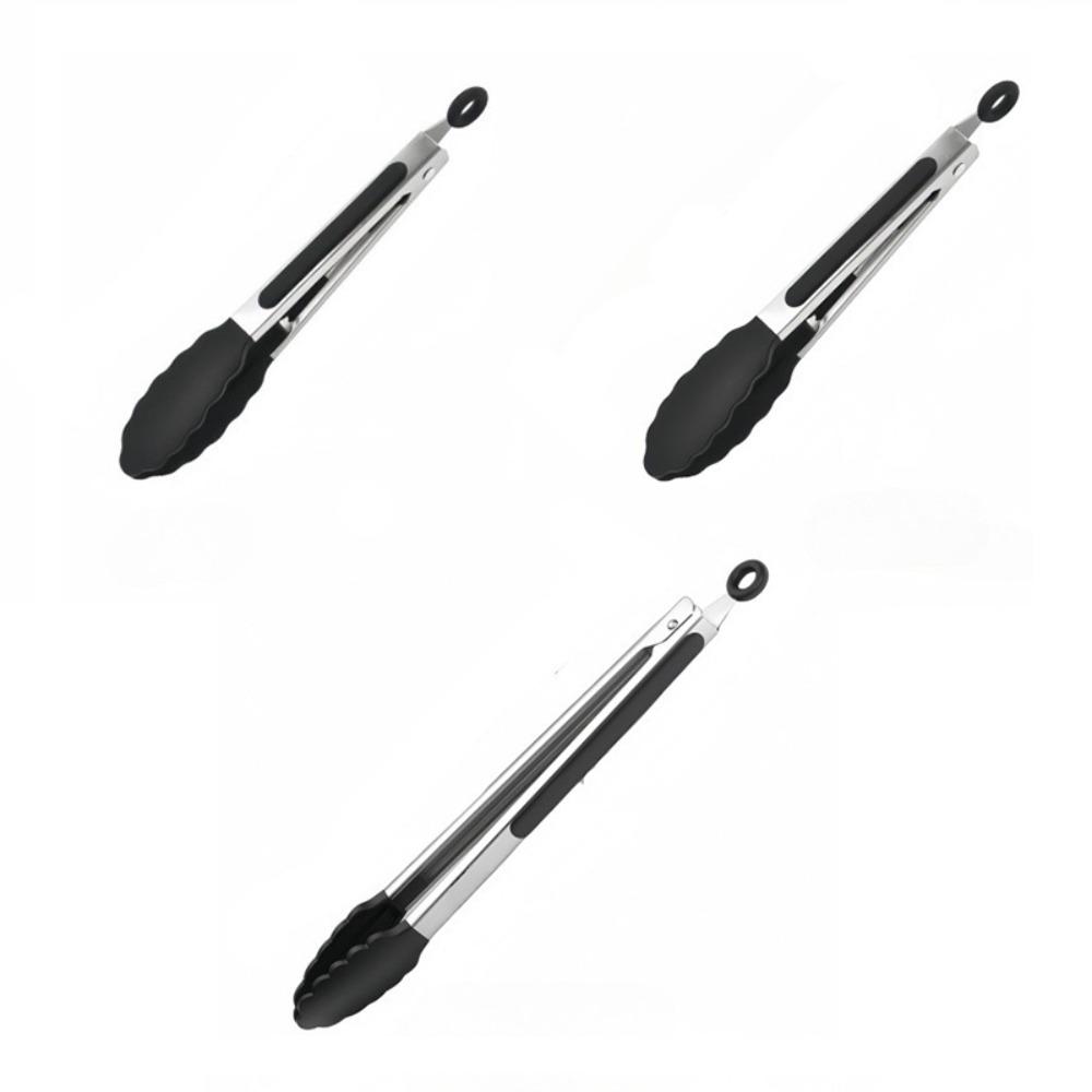 

3pcs Anti-scalding Food Clip Heat Resistant Bread Clamp Multipurpose BBQ Grilling Tong Salad чёрный