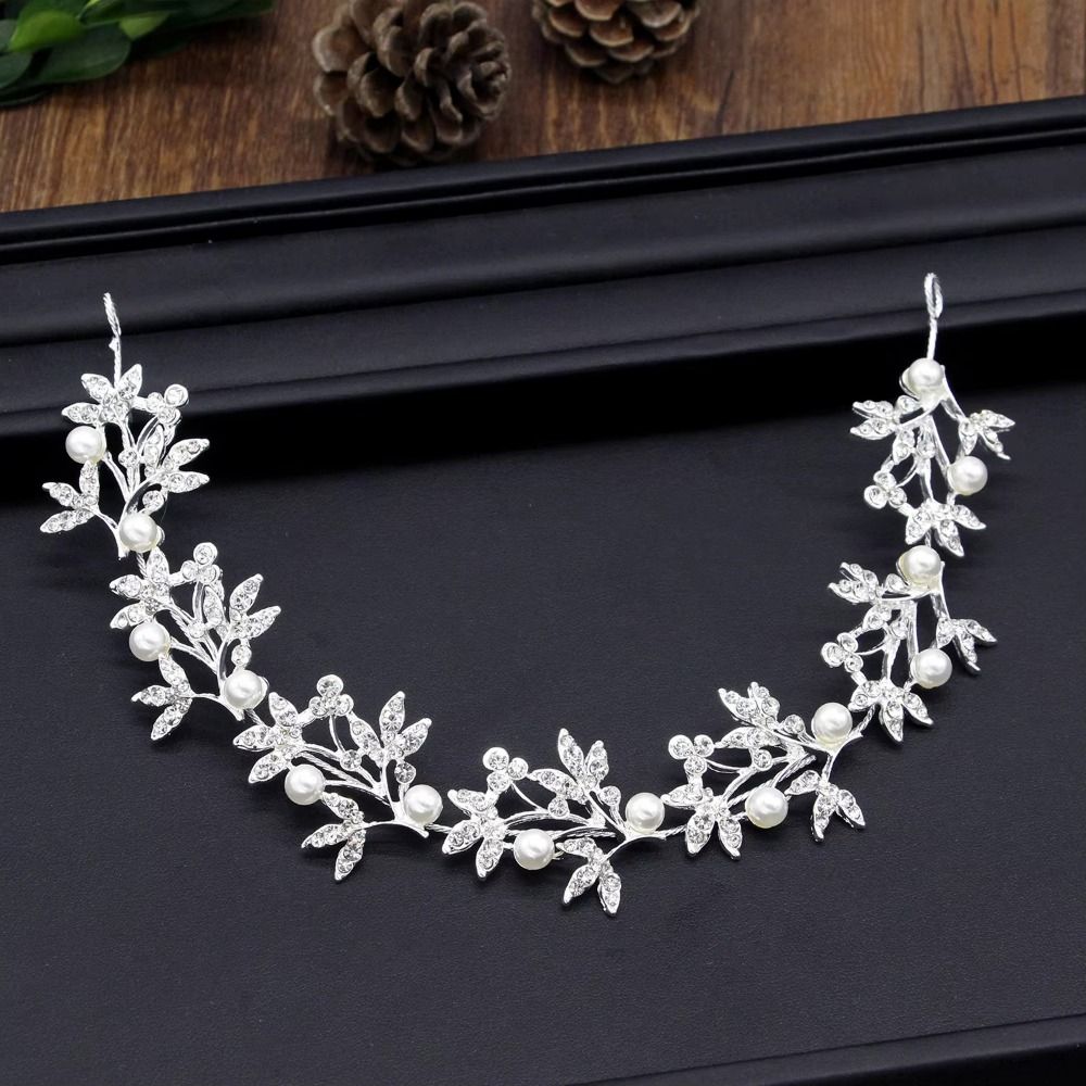 Luxury Crystal Pearl Hair Vine Shiny Wedding Headband Baroque Queen Crown Women Hair Accessories