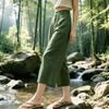 Fashion Loose Linen Thin Nine-point Casual Wide-leg Pants Women's 1116 Summer Thin High-waisted Straight-leg Pants