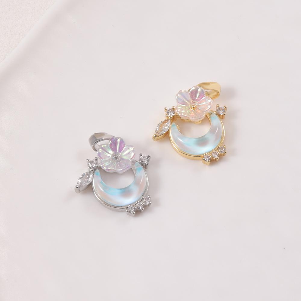 Elegant Moon Opal Diamond-Inlaid Pendant Necklace for Women - Double Color Options