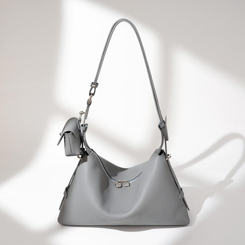 Bag Women's Leather Design Sense Niche Crossbody Bag Zipper Head Layer Cowhide Pillow Shoulder Bag