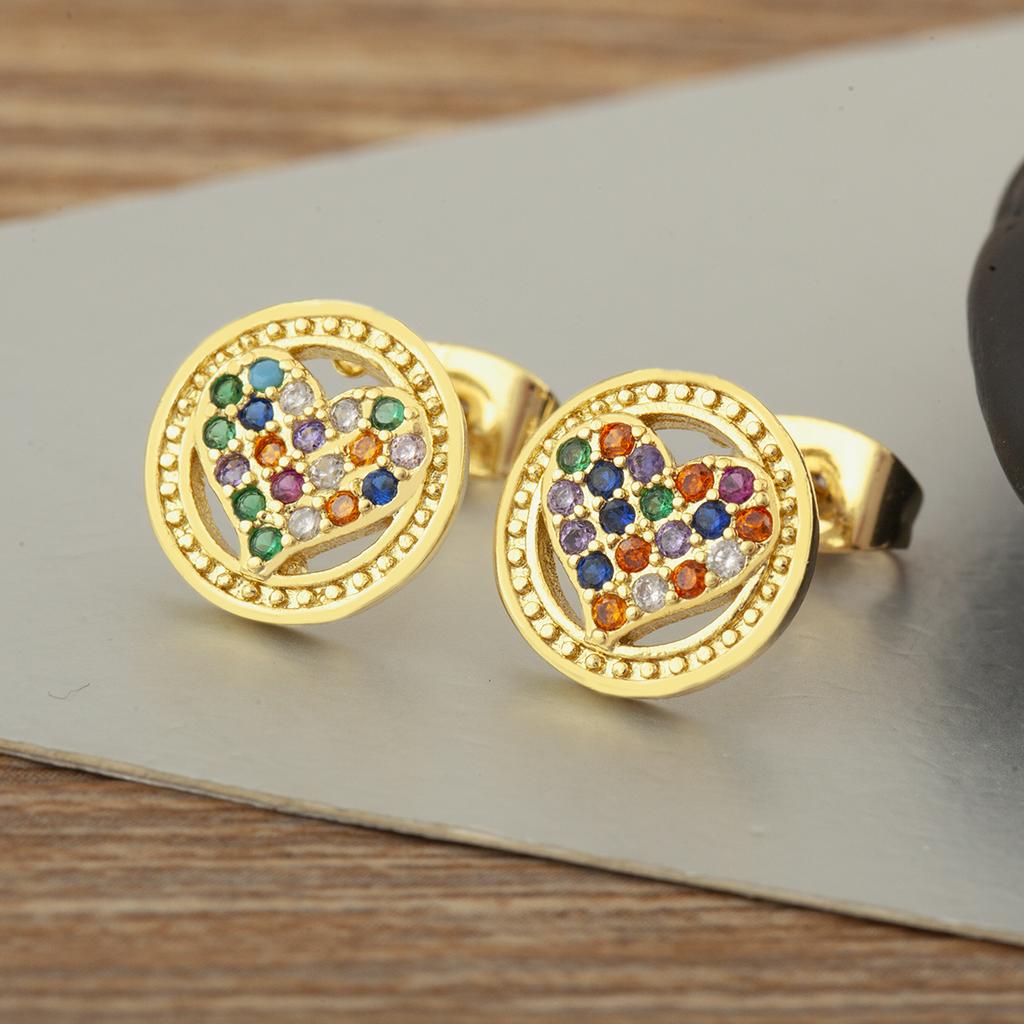 Nidin New Classic Design Heart Shape Heart Crystal Zircon Stud Earrings For Women Female Birthday Party Ear Jewelry Fine Gifts