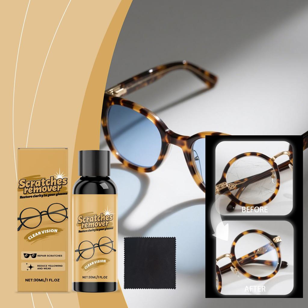 The Scratch Remover For Glasses Is A Gentle Polishing Care Resin Glass That Reduces Minor Scratches And Is Safe Without Damaging,30ML