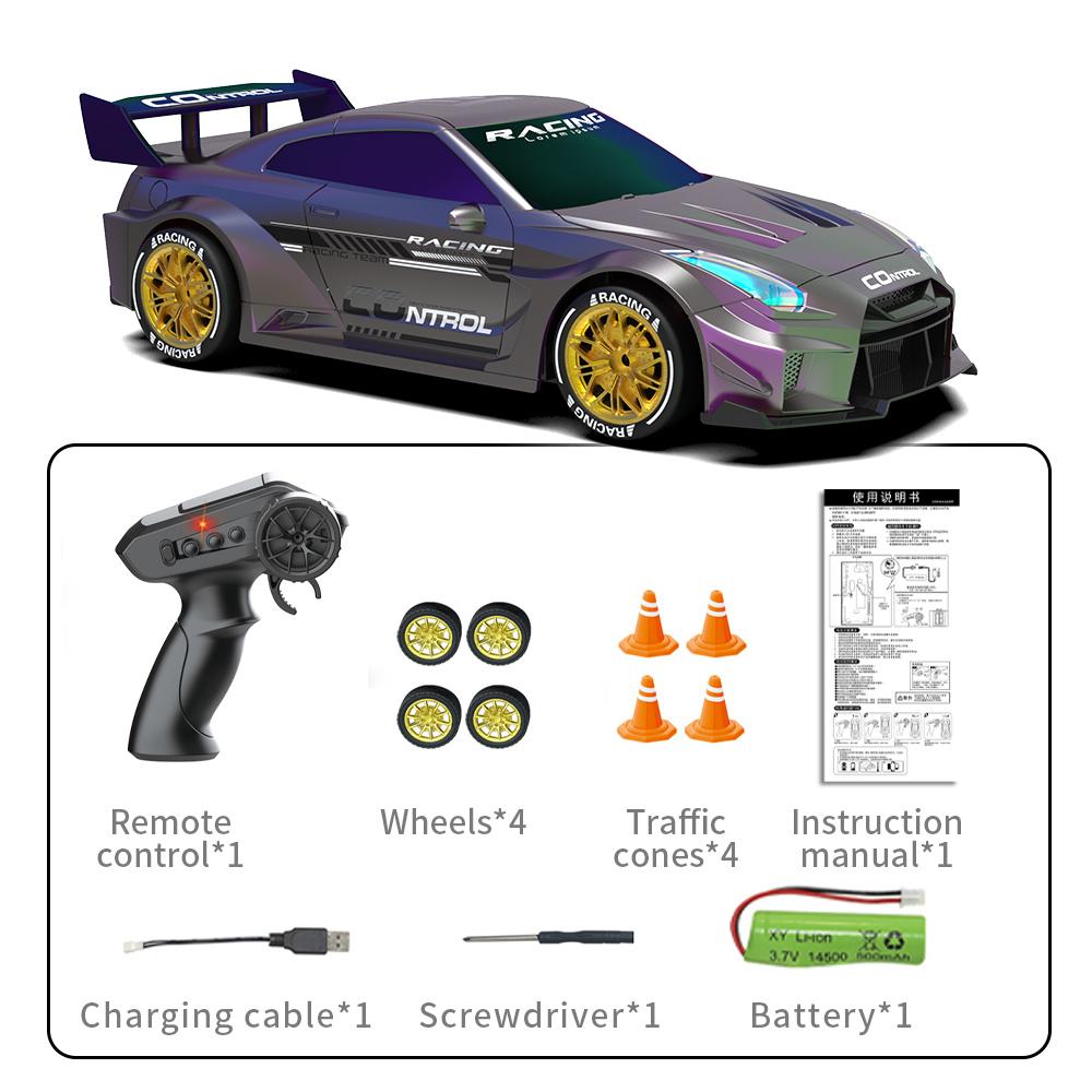 

JJRC Q228 Mini RC Drift Car 2.4G 4WD Remote Control Racing Vehicle with LED Lights Radio Controlled Competition Car Desktop Toys фіолетовий