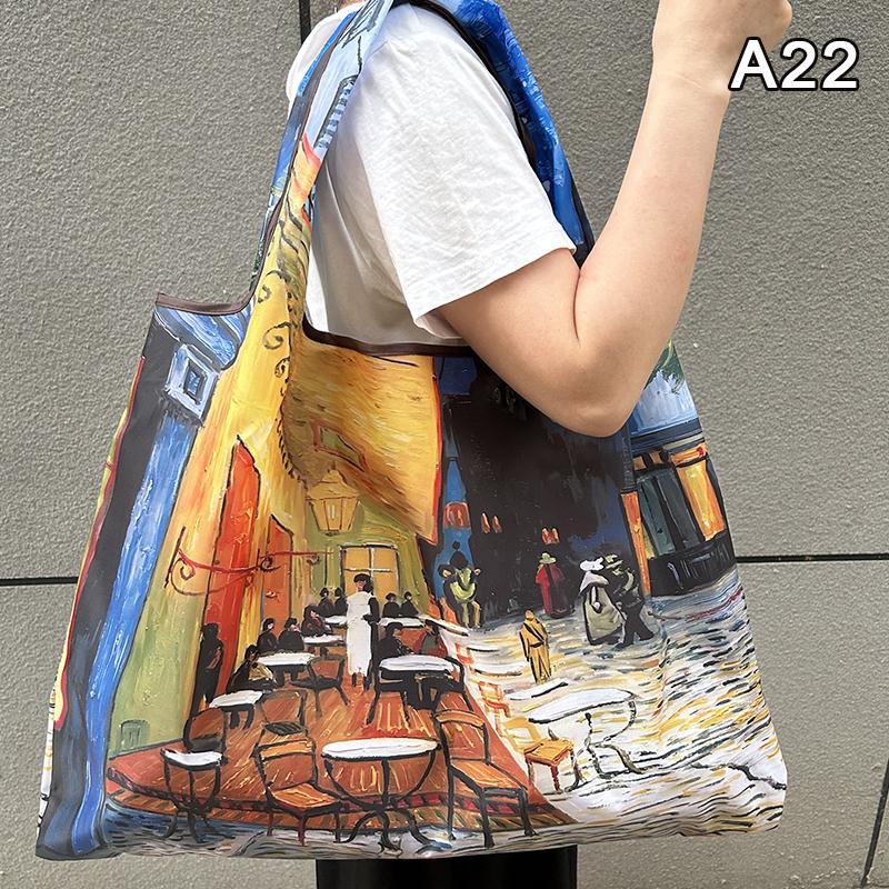 Bag Foldable Shopping Bag Reusable Grocery Storage Bag Nylon Portable Shoulder Handbag Travel Tote Bag