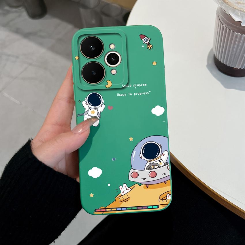 For Realme 15 C71 C73 C33 C35 Note 70 70T C21Y C25s 15T 15X Phone Covers Cute Moon Astronaut Patterns Liquid Silicone Dustproof Shell For Realme Cases