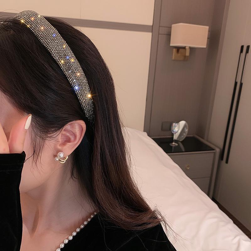 Shiny Full Rhinestone Headbands Silver Color Hairbands Velvet Headwear for Women Hair Accessories Jewelry Gifts