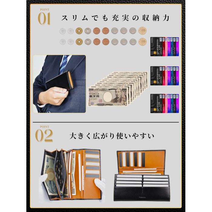 [Fabrizio] Wallet Men's Women's Long Bifold Genuine Leather Slim Large Capacity with Coin Purse 21 Card Slots (Black) 19cm X 9.5cm X 1.5cm