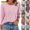 IHUASU Women's Fashion Casual 3/4 Sleeves O-Neck Blouses & Shirts Unique design