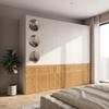 Wardrobe, 225 X 50 X 200 Cm, with 10 Doors, 2 Clothes Rails and 3 Drawers, for Bedroom, Hallway, Children's Room or Office, Light Oak