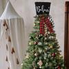 Christmas Tree Toppers Decorations Xmas Top Hat With Red Plaid Bow Tree Topper Ornament Black Top Hat Christmas Tree Decoration