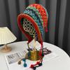Handmade Crochet Ear Protection Woolen Hat for Women in Autumn and Winter with Colorful Tassel Ball Pullover Cold Hat Knitted Lei Feng Hat