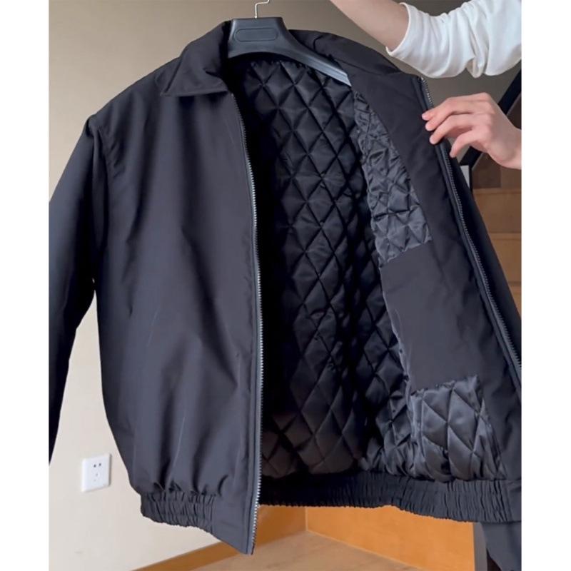 Men s Trendy Winter Flight Jacket - Loose Fit, Padded, Short Style, Lapel Design. L темно-синий