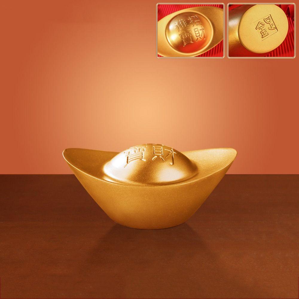 Zinc Zinc Alloy Gold Ingot Solid Desktop Ornaments Vivid Treasure Bowl Ornament  Living Room