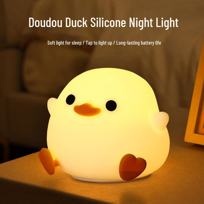 Bean Duck Sleep Companion: Rechargeable Silicone Night Light for Kids - Tap & Portable Warm Bedside Lamp Atmosphere Light