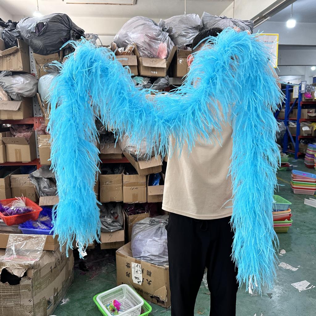 DIY 1/2/3/6/10 Ply Natural White Ostrich Feathers Boa Trim for Craft Wedding Party Festival Clothing Decoration Plumes Shawl 2M