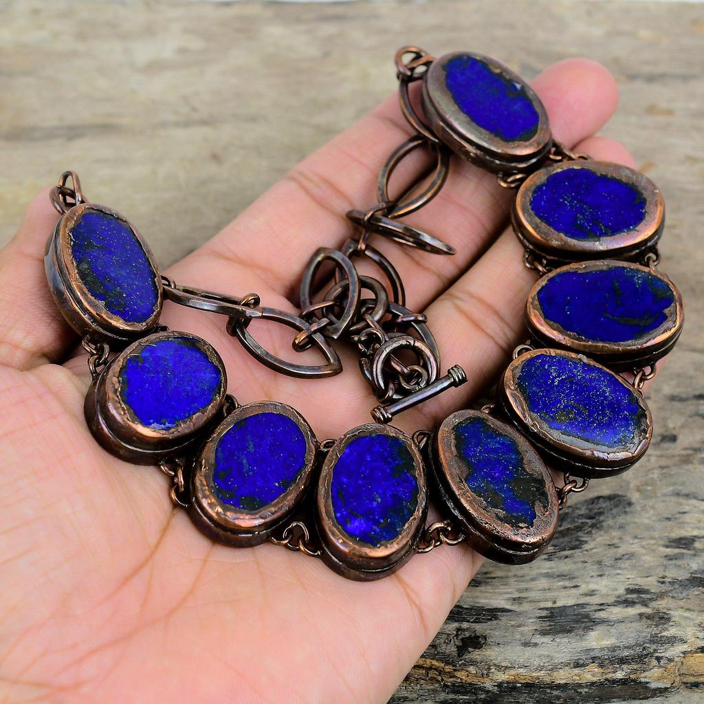 Lapis Lazuli Necklace Electroformed Copper Necklace Adjustable Chain Necklace Handmade Gemstone Necklace Decent Copper Jewelry Gifts For Mom