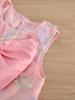 Korean Girls' Summer Princess Dress with Large Bow and Floral Design
