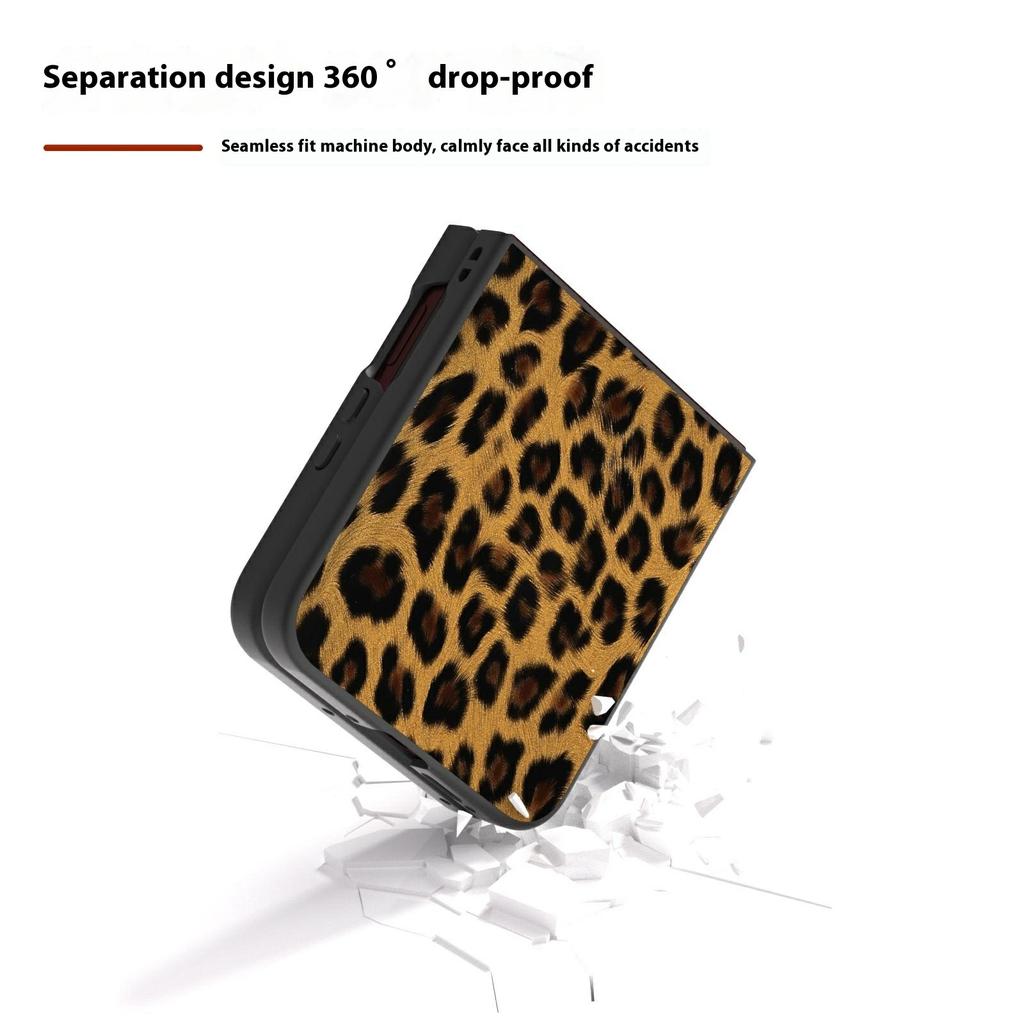 Pro Motorola Razr 60 Ultra 5G Pouzdro Černý Okraj Kůže+PC Vzor Leoparda Kryt na Telefon