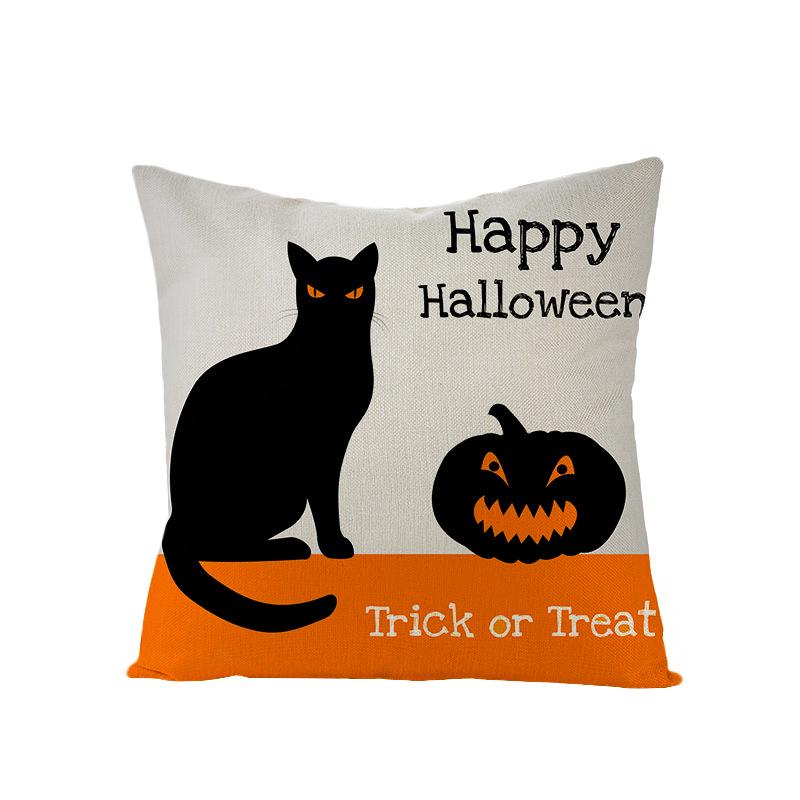 Halloween Pillowcase New Pumpkin Black Cat Series Sofa Cushion Waist Pillowcase Home