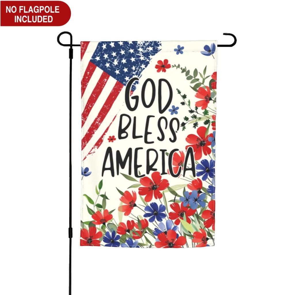 Colorlife Memorial Day Patriotic 4Th of July Garden Flag Outside, One Nation Under God Floral Yard Outdoor Decoration