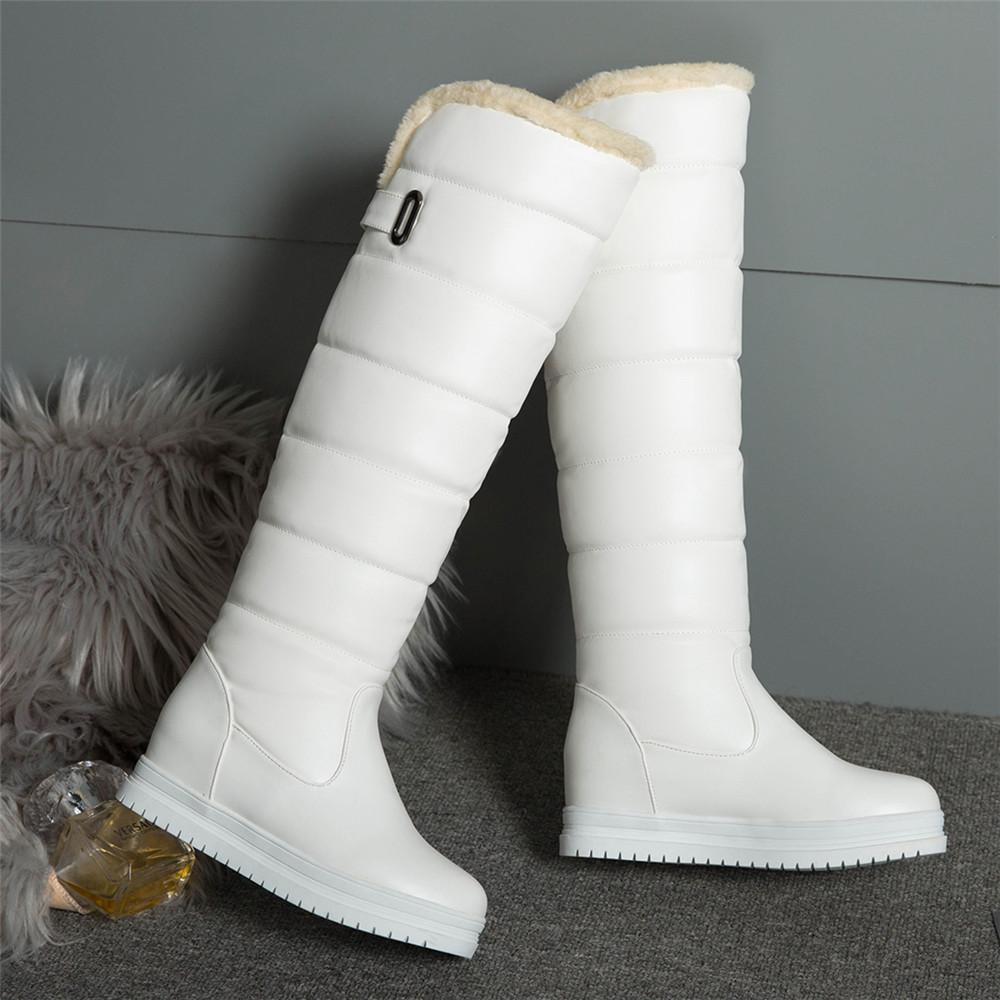 Fashion Winter Warm Pink White Snow Boots Women Shoes 2025 Low Heels Knee High Boots Female Platform Plush Long Boats Mujer Black 34-43