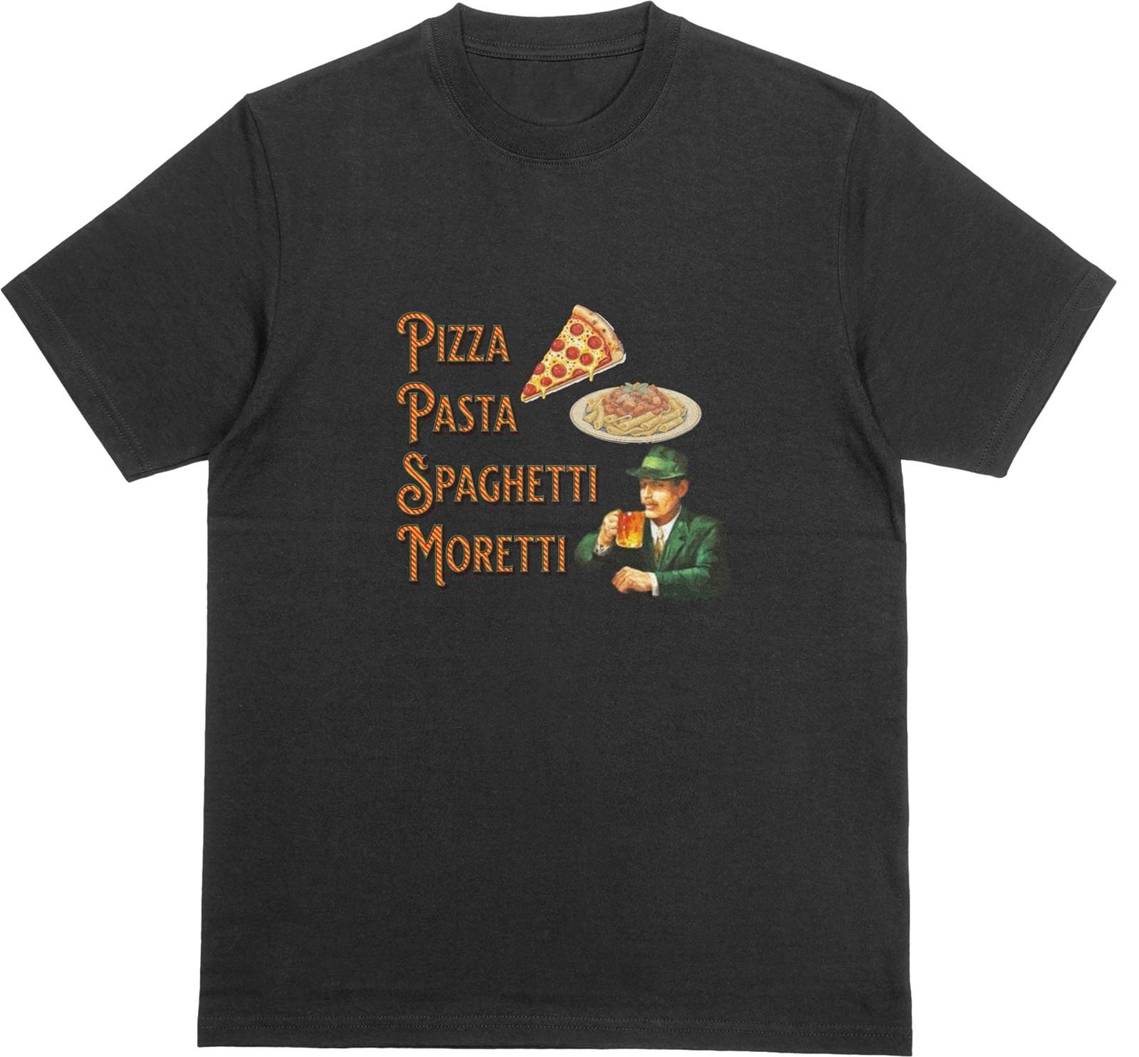 

PIZZA PASTA SPAGHETTI MORETTI T-Shirt Mens Womens Tees Top | Funny Joke Tee | Italy Beer Alcohol Top S